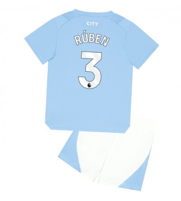 Manchester City Ruben Dias #3 Replica Home Stadium Kit for Kids 2023-24 Short Sleeve (+ pants)
